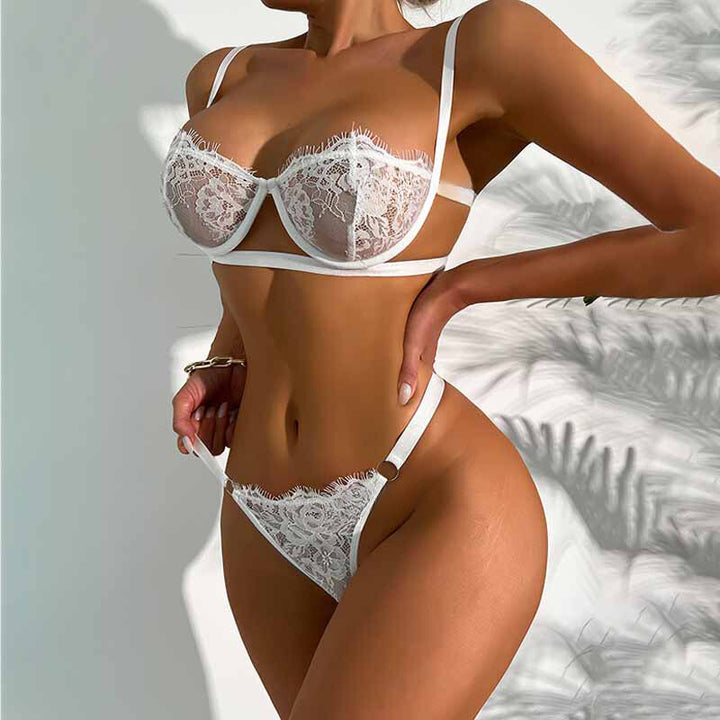 Velours de Fleur - Sexy Floral Transparent Lingerie Set