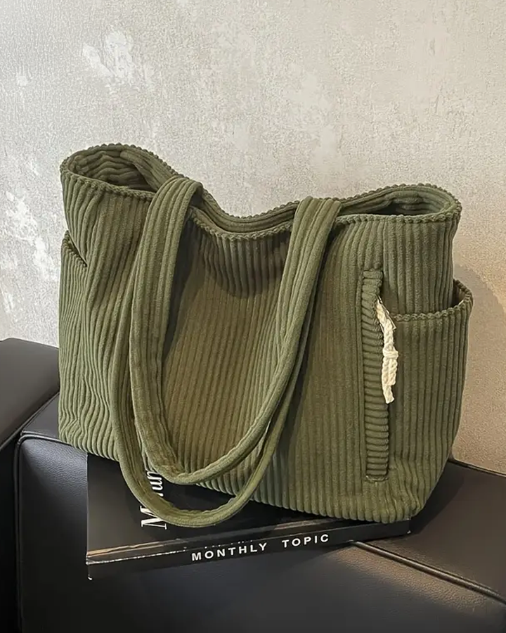 TILDA | RIBBED TOTE BAG WITH DRAWSTRING DETAIL